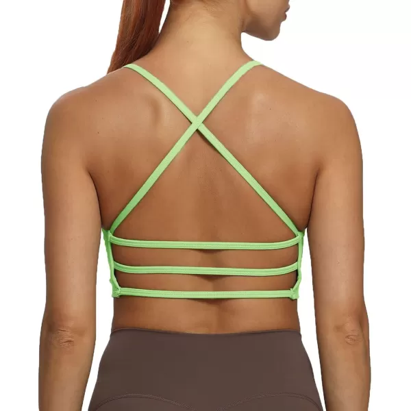 imageAoxjox Womens Workout Sports Bras Fitness Backless Padded Amor Low Impact Bra Yoga Crop Tank TopParadise Green