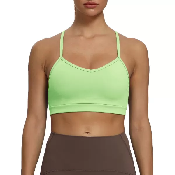 imageAoxjox Womens Workout Sports Bras Fitness Backless Padded Amor Low Impact Bra Yoga Crop Tank TopParadise Green