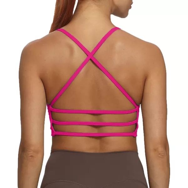 imageAoxjox Womens Workout Sports Bras Fitness Backless Padded Amor Low Impact Bra Yoga Crop Tank TopRose Red