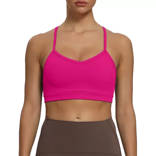 imageAoxjox Womens Workout Sports Bras Fitness Backless Padded Amor Low Impact Bra Yoga Crop Tank TopRose Red