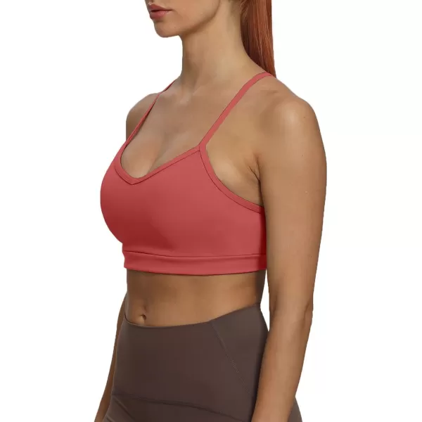 imageAoxjox Womens Workout Sports Bras Fitness Backless Padded Amor Low Impact Bra Yoga Crop Tank TopRust Red
