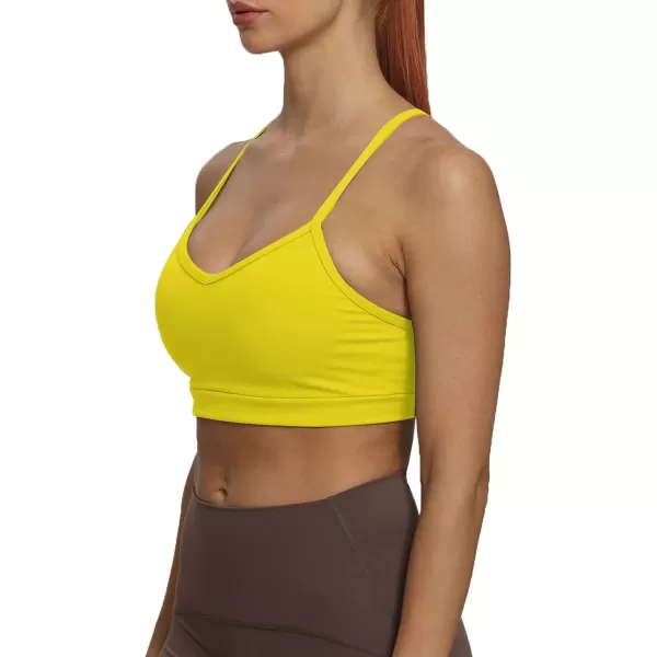 imageAoxjox Womens Workout Sports Bras Fitness Backless Padded Amor Low Impact Bra Yoga Crop Tank TopVibrant Yellow