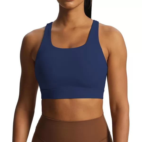 imageAoxjox Womens Workout Sports Bras High Impact Fitness Backless Padded Training Gym Khloe Bra Yoga Crop Tank TopBellwether Blue