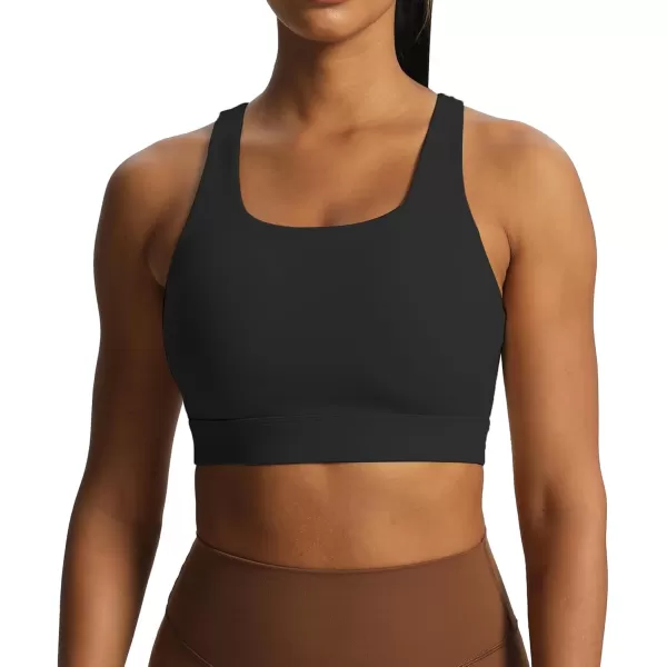 imageAoxjox Womens Workout Sports Bras High Impact Fitness Backless Padded Training Gym Khloe Bra Yoga Crop Tank TopBlack