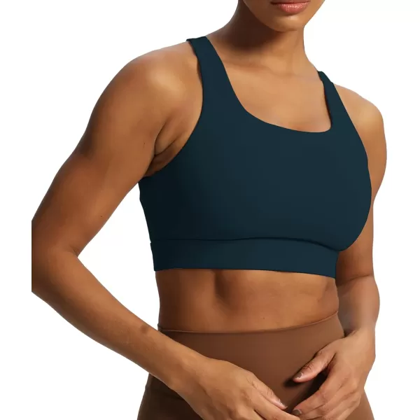 imageAoxjox Womens Workout Sports Bras High Impact Fitness Backless Padded Training Gym Khloe Bra Yoga Crop Tank TopBlueberry