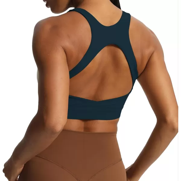 imageAoxjox Womens Workout Sports Bras High Impact Fitness Backless Padded Training Gym Khloe Bra Yoga Crop Tank TopBlueberry