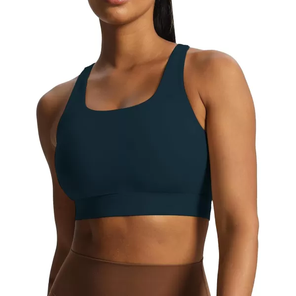 imageAoxjox Womens Workout Sports Bras High Impact Fitness Backless Padded Training Gym Khloe Bra Yoga Crop Tank TopBlueberry