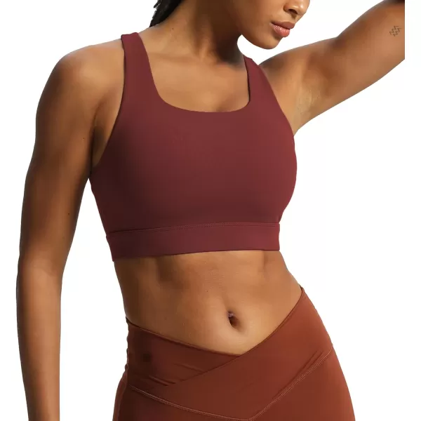 imageAoxjox Womens Workout Sports Bras High Impact Fitness Backless Padded Training Gym Khloe Bra Yoga Crop Tank TopBurgundy Reddish Brown