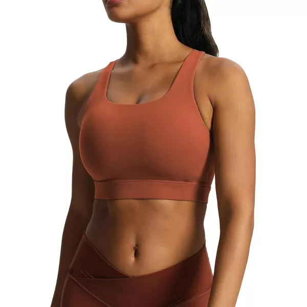 imageAoxjox Womens Workout Sports Bras High Impact Fitness Backless Padded Training Gym Khloe Bra Yoga Crop Tank TopEarthy Brown