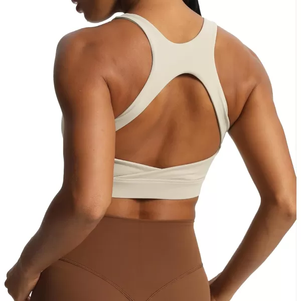 imageAoxjox Womens Workout Sports Bras High Impact Fitness Backless Padded Training Gym Khloe Bra Yoga Crop Tank TopMink
