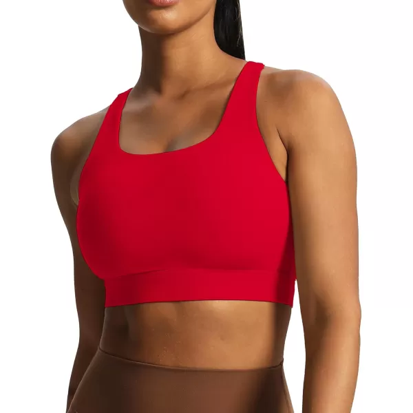 imageAoxjox Womens Workout Sports Bras High Impact Fitness Backless Padded Training Gym Khloe Bra Yoga Crop Tank TopRacing Red