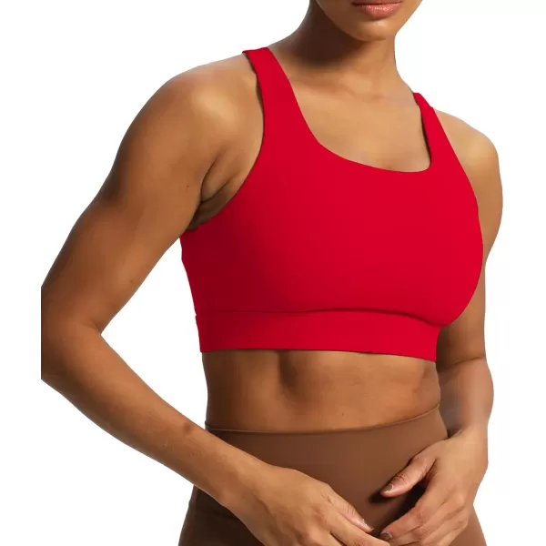 imageAoxjox Womens Workout Sports Bras High Impact Fitness Backless Padded Training Gym Khloe Bra Yoga Crop Tank TopRacing Red