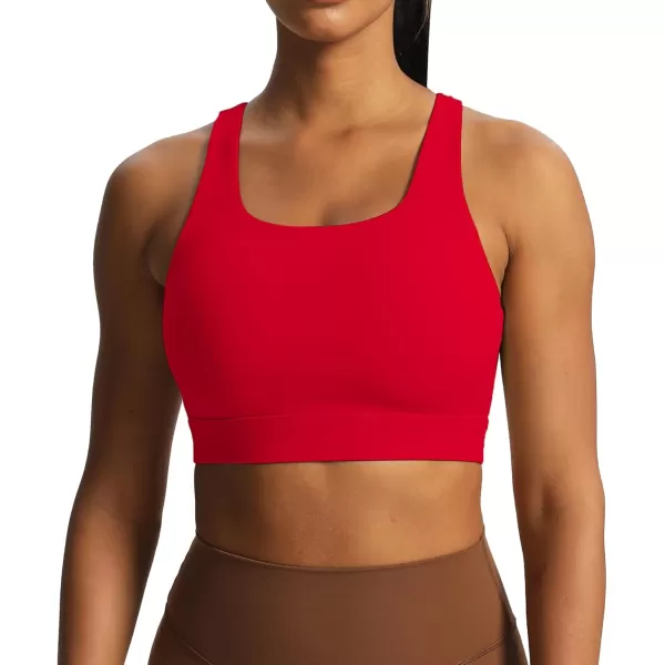 imageAoxjox Womens Workout Sports Bras High Impact Fitness Backless Padded Training Gym Khloe Bra Yoga Crop Tank TopRacing Red