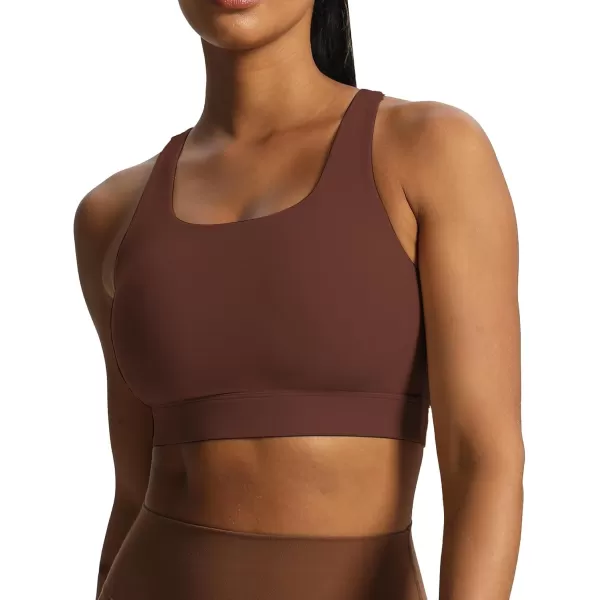 imageAoxjox Womens Workout Sports Bras High Impact Fitness Backless Padded Training Gym Khloe Bra Yoga Crop Tank TopRum Raisin