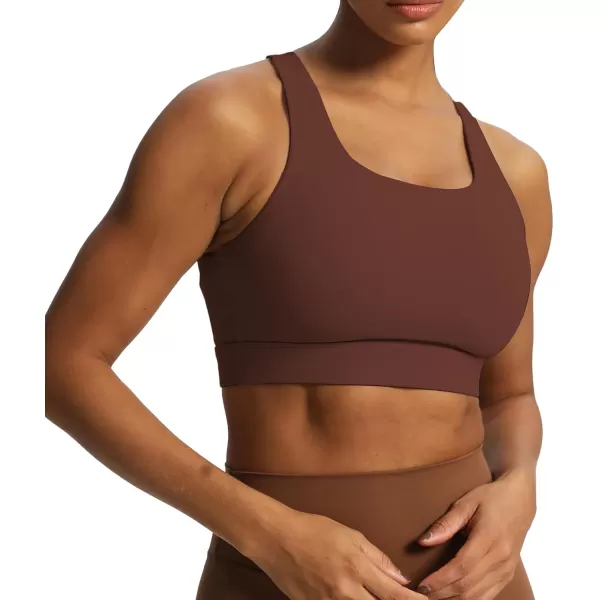 imageAoxjox Womens Workout Sports Bras High Impact Fitness Backless Padded Training Gym Khloe Bra Yoga Crop Tank TopRum Raisin