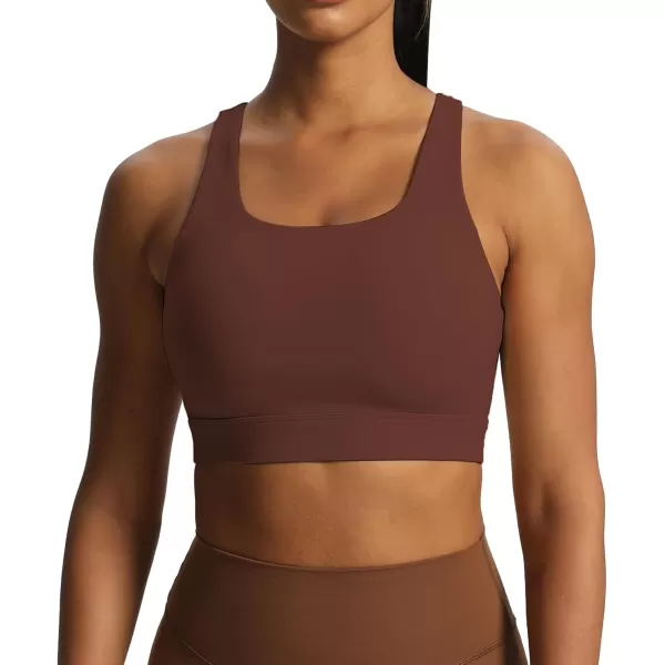 imageAoxjox Womens Workout Sports Bras High Impact Fitness Backless Padded Training Gym Khloe Bra Yoga Crop Tank TopRum Raisin