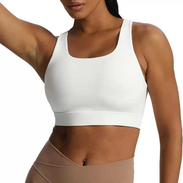 imageAoxjox Womens Workout Sports Bras High Impact Fitness Backless Padded Training Gym Khloe Bra Yoga Crop Tank TopWhite