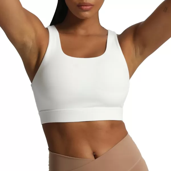 imageAoxjox Womens Workout Sports Bras High Impact Fitness Backless Padded Training Gym Khloe Bra Yoga Crop Tank TopWhite