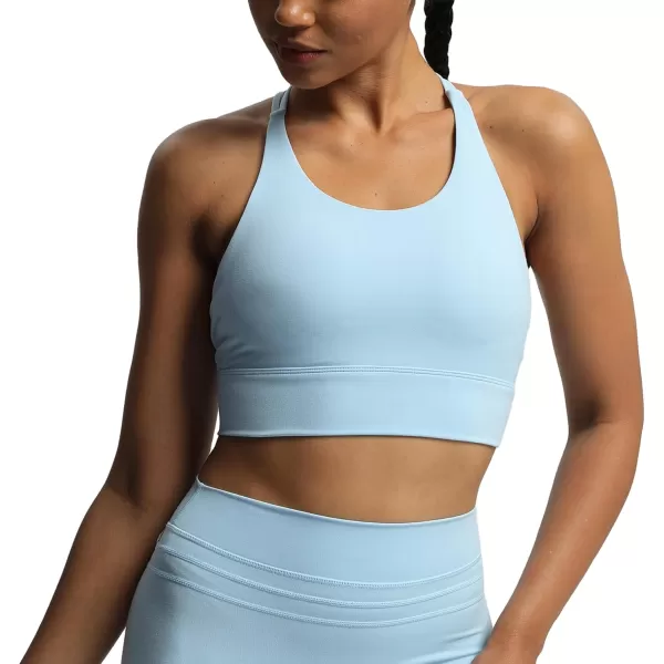imageAoxjox Womens Workout Sports Bras Medium Impact Braided Brandy Fitness Gym Longline Bra Yoga Crop Tank TopAiry Blue