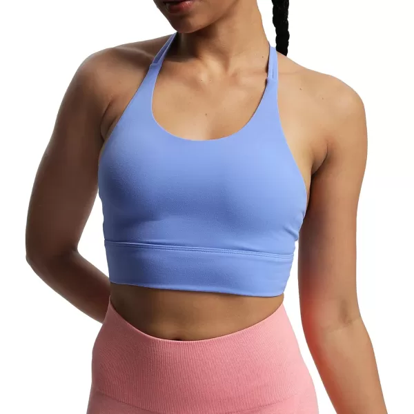 imageAoxjox Womens Workout Sports Bras Medium Impact Braided Brandy Fitness Gym Longline Bra Yoga Crop Tank TopPersian Blue