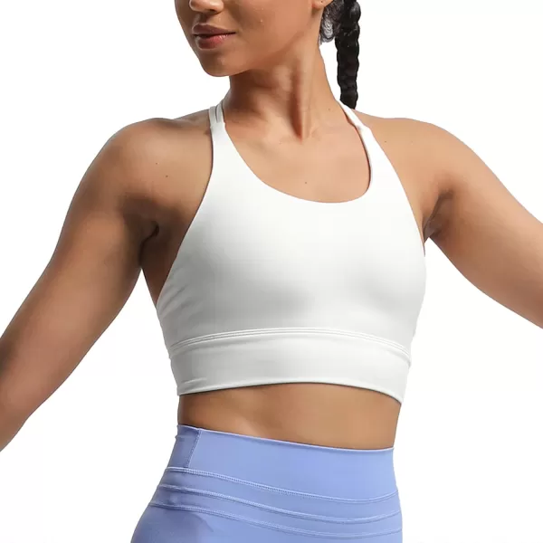 imageAoxjox Womens Workout Sports Bras Medium Impact Braided Brandy Fitness Gym Longline Bra Yoga Crop Tank TopWhite