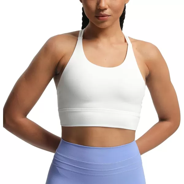 imageAoxjox Womens Workout Sports Bras Medium Impact Braided Brandy Fitness Gym Longline Bra Yoga Crop Tank TopWhite