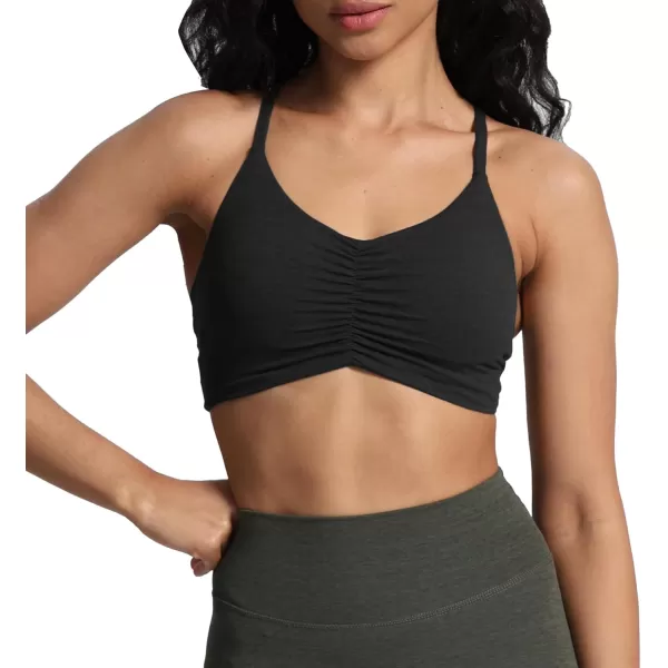 imageAoxjox Womens Workout Sports Bras Ruched Rachel Fitness Backless Training Gym Bra Yoga Crop Tank TopBlack Marl Size Up for Less Compression