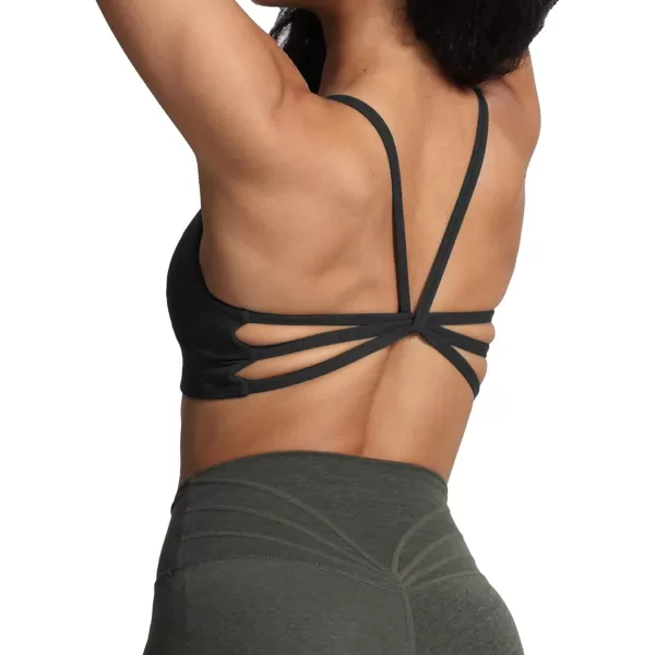 imageAoxjox Womens Workout Sports Bras Ruched Rachel Fitness Backless Training Gym Bra Yoga Crop Tank TopBlack Marl Size Up for Less Compression