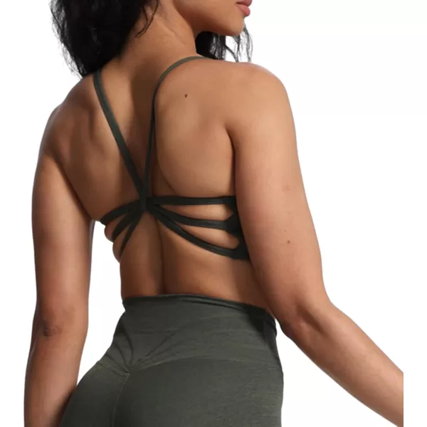 imageAoxjox Womens Workout Sports Bras Ruched Rachel Fitness Backless Training Gym Bra Yoga Crop Tank TopDeep Depths Marl Size Up for Less Compression