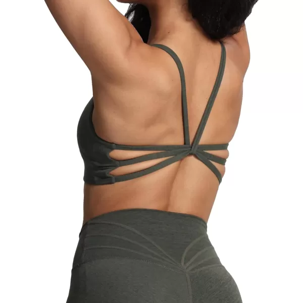 imageAoxjox Womens Workout Sports Bras Ruched Rachel Fitness Backless Training Gym Bra Yoga Crop Tank TopDeep Depths Marl Size Up for Less Compression