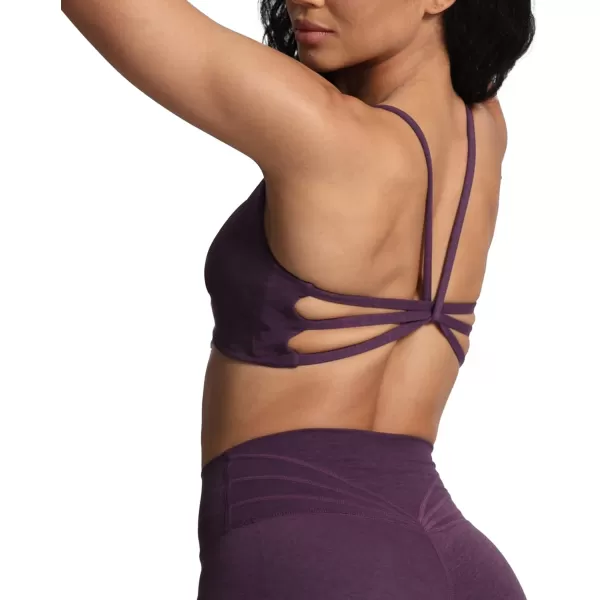 imageAoxjox Womens Workout Sports Bras Ruched Rachel Fitness Backless Training Gym Bra Yoga Crop Tank TopDeep Purple Marl Size Up for Less Compression