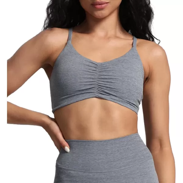 imageAoxjox Womens Workout Sports Bras Ruched Rachel Fitness Backless Training Gym Bra Yoga Crop Tank TopWinds Grey Marl Size Up for Less Compression