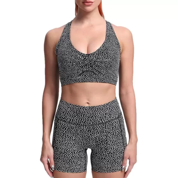 imageAoxjox Twist Sports Bras for Women Workout Fitness Training Elegance V Neck Racerback Yoga Crop Tank TopBlack Dot Print