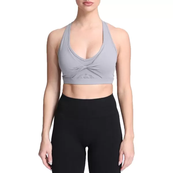 imageAoxjox Twist Sports Bras for Women Workout Fitness Training Elegance V Neck Racerback Yoga Crop Tank TopGrey