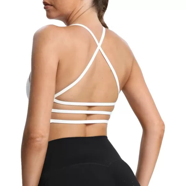 imageAoxjox Womens Workout Sports Bras Fitness Backless Padded Amor Low Impact Bra Yoga Crop Tank TopA White