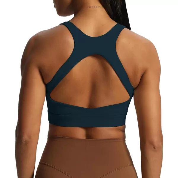 imageAoxjox Womens Workout Sports Bras High Impact Fitness Backless Padded Training Gym Khloe Bra Yoga Crop Tank TopBlueberry