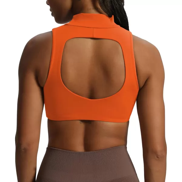 imageAoxjox Womens Kim Cutout High Neck Tank Top Workout Sports Bras Fitness Padded Training Gym Bra Yoga CropFirecracker