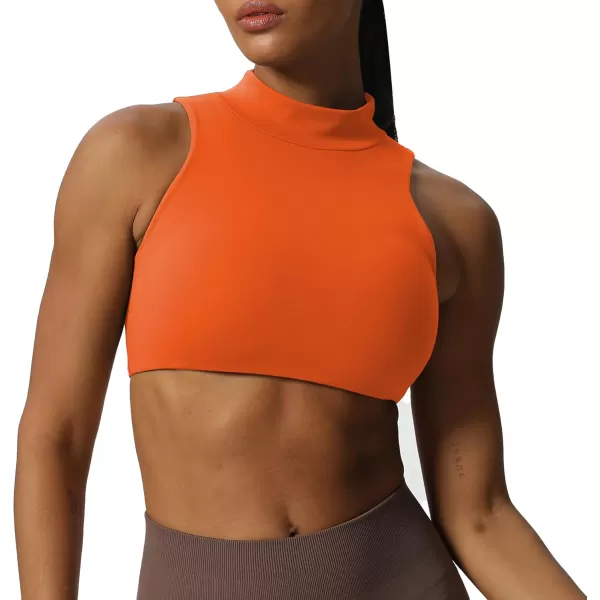 imageAoxjox Womens Kim Cutout High Neck Tank Top Workout Sports Bras Fitness Padded Training Gym Bra Yoga CropFirecracker