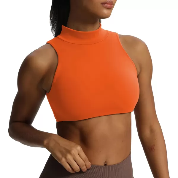 imageAoxjox Womens Kim Cutout High Neck Tank Top Workout Sports Bras Fitness Padded Training Gym Bra Yoga CropFirecracker