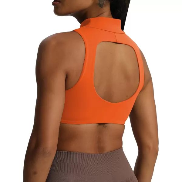 imageAoxjox Womens Kim Cutout High Neck Tank Top Workout Sports Bras Fitness Padded Training Gym Bra Yoga CropFirecracker