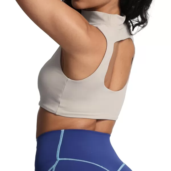 imageAoxjox Womens Kim Cutout High Neck Tank Top Workout Sports Bras Fitness Padded Training Gym Bra Yoga CropMink