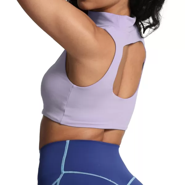 imageAoxjox Womens Kim Cutout High Neck Tank Top Workout Sports Bras Fitness Padded Training Gym Bra Yoga CropPurple Heather
