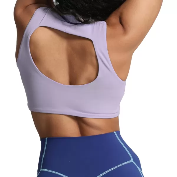imageAoxjox Womens Kim Cutout High Neck Tank Top Workout Sports Bras Fitness Padded Training Gym Bra Yoga CropPurple Heather
