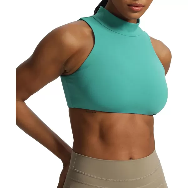 imageAoxjox Womens Kim Cutout High Neck Tank Top Workout Sports Bras Fitness Padded Training Gym Bra Yoga CropTurquoise