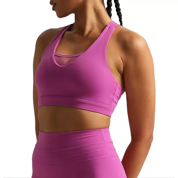 imageAoxjox Womens Workout Sports Bras Hilary Mesh Fitness Padded Training High Impact Gym Bra Yoga Crop Tank TopCattleya Purple