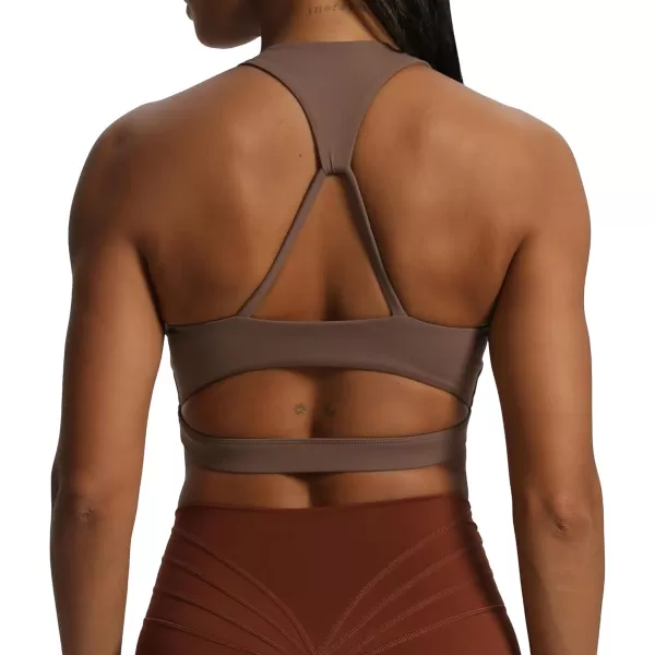 imageAoxjox Womens Workout Sports Bras Stormi Fitness Padded Training Gym Bra Yoga Crop Tank TopFudge Coffee
