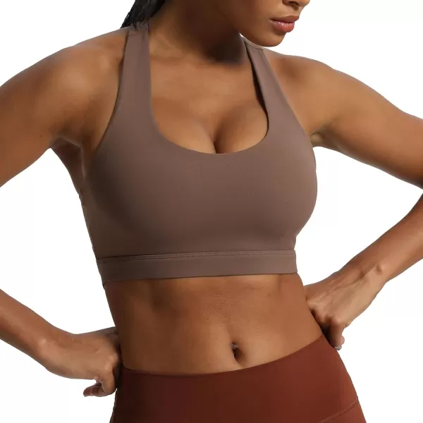 imageAoxjox Womens Workout Sports Bras Stormi Fitness Padded Training Gym Bra Yoga Crop Tank TopFudge Coffee