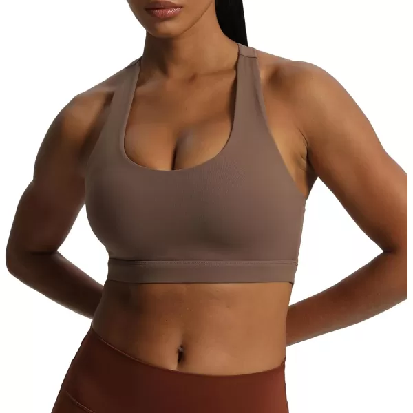 imageAoxjox Womens Workout Sports Bras Stormi Fitness Padded Training Gym Bra Yoga Crop Tank TopFudge Coffee
