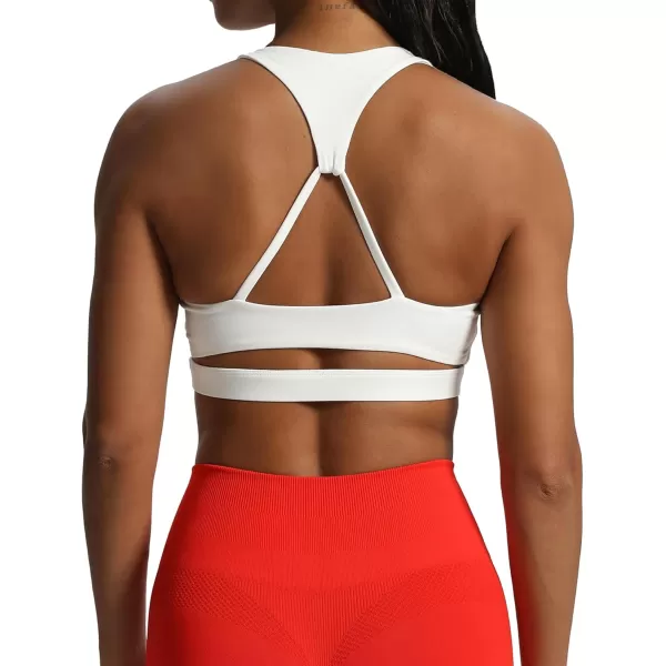 imageAoxjox Womens Workout Sports Bras Stormi Fitness Padded Training Gym Bra Yoga Crop Tank TopWhite