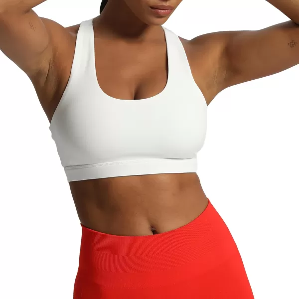 imageAoxjox Womens Workout Sports Bras Stormi Fitness Padded Training Gym Bra Yoga Crop Tank TopWhite